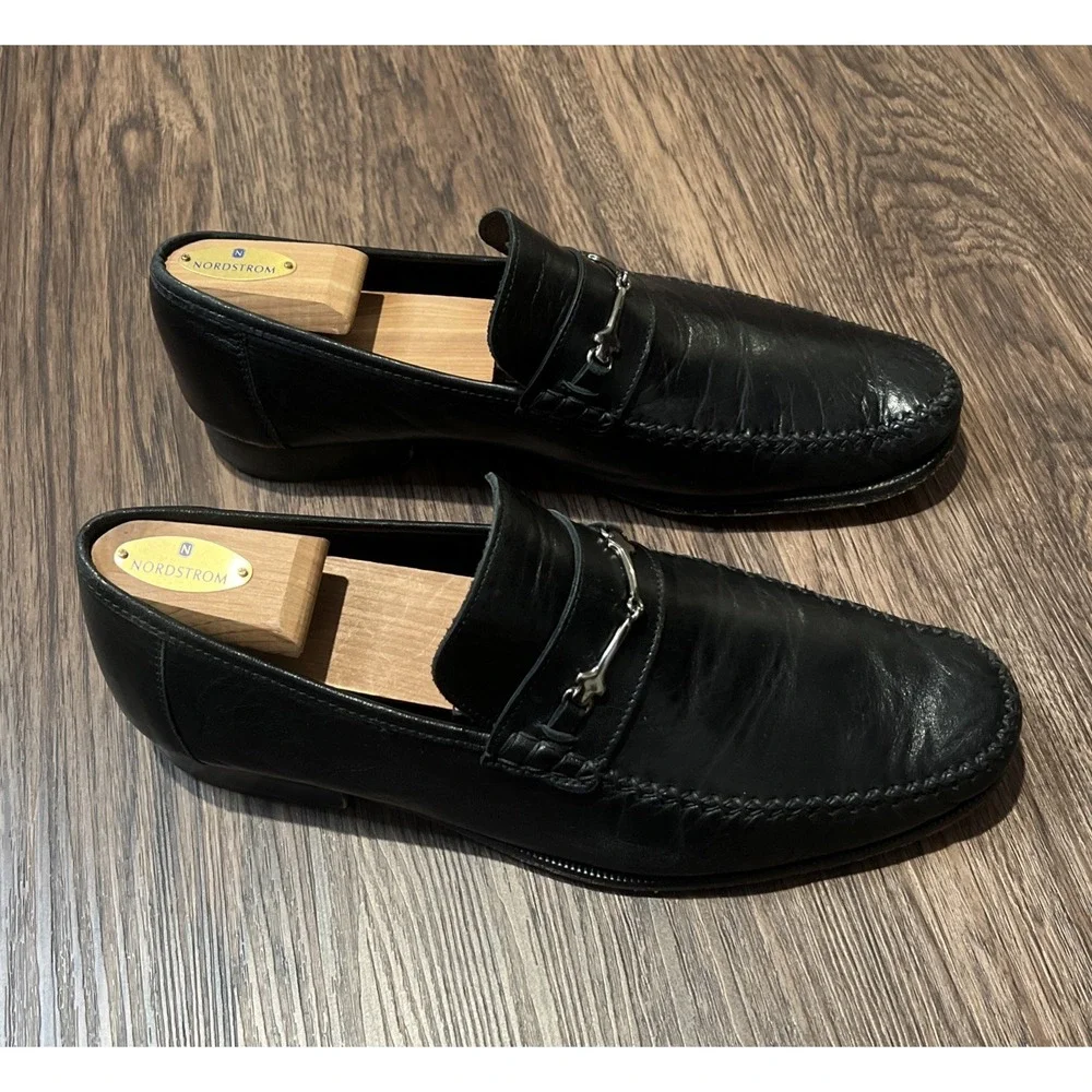 Bruno Magli Kirby 11.5 M Men's Horsebit Loafers Black Leather Italy